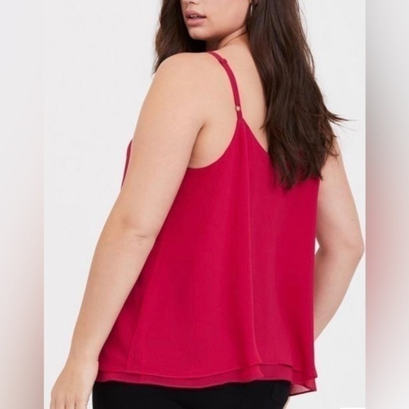 🌷Torrid Chiffon Embroidered Swing Cami Magenta Red 💙 - Picture 15 of 16